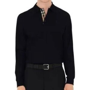 NWT Burberry Black Long Sleeve Cotton Shirt with 2 small cuts in sleeve